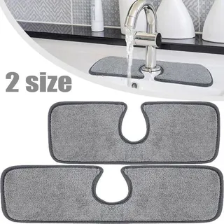 Tapis absorbant microfibre gris rectangulaire allongé découpe U…
