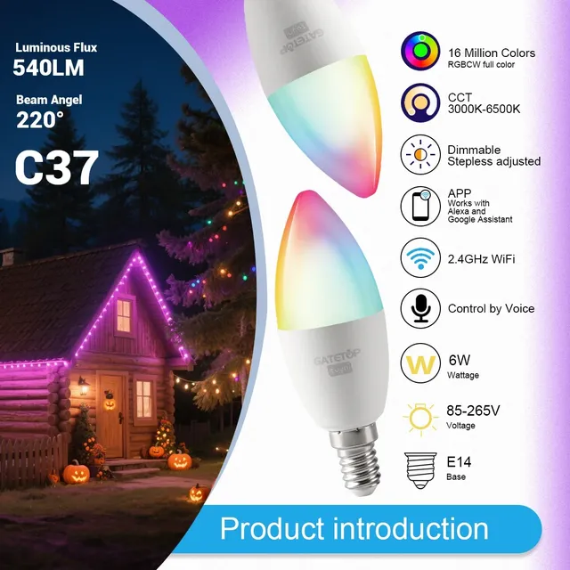 1-10 pièces Tuya Bluetooth WiFi E14 ampoule intelligente… – vue 2