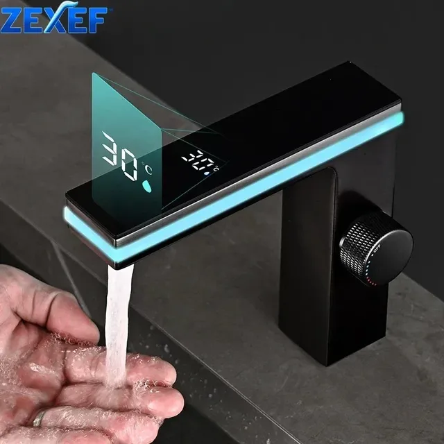 Robinet mitigeur de lavabo noir avec capteur – vue 2