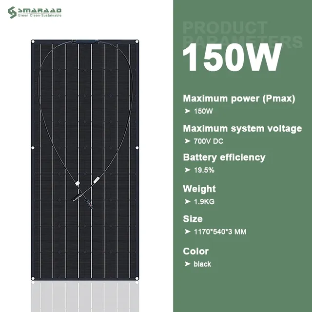 Panneau solaire monocristallin 120W 12V – vue 2