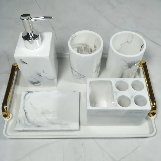 Ensemble accessoires salle bain lavabo rangement… – vue 2