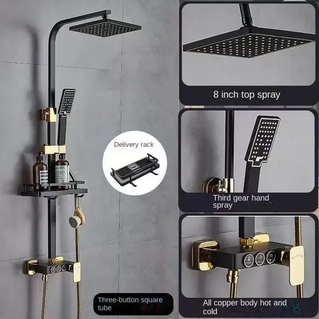 Ensemble de pomme de douche noire de Style européen pour… – vue 4