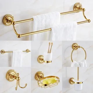 Ensemble d'accessoires de salle de bains en laiton doré de luxe