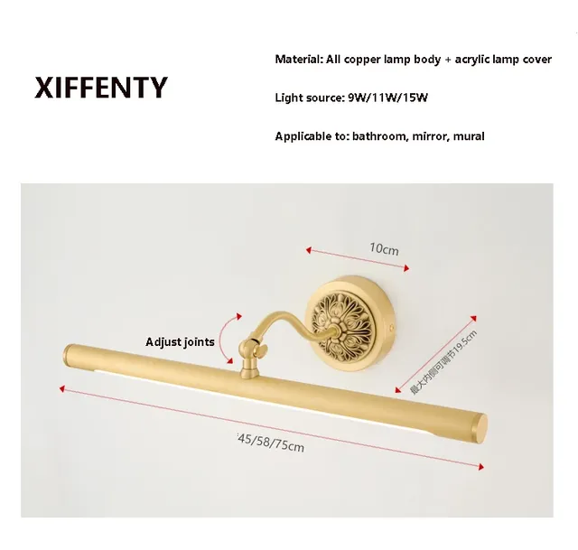 LED Bronze miroir avant lumière salle de bain applique… – vue 3