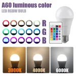 Ampoule LED RGB multicolore E27 B22, Base 16 couleurs, 110V 220V, éclairage intelligent, variable, lampe avec télécommande à 24 touches