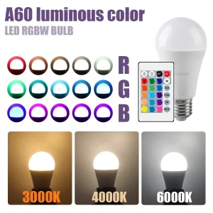 Ampoule LED RGB multicolore E27 B22, Base 16 couleurs, 110V 220V, éclairage intelligent, variable, lampe avec télécommande à 24 touches Ampoule LED RGB multicolore E27 B22, Base 16 couleurs, 110V 220V, éclairage intelligent, variable, lampe avec télécommande à 24 touches