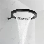 Pommeau de douche mural noir pour salle de bain, pluie en laiton 50x50cm, brosse or gris, cerceau de basket-ball, conception de plafond à pression