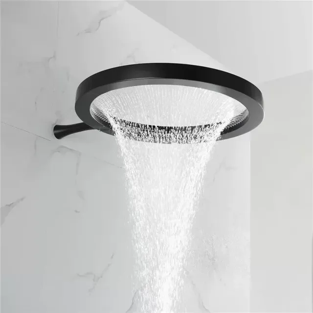 Pommeau de douche mural noir pour salle de bain