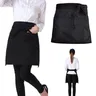 Tablier noir demi-longueur avec poches pour femme et homme – vue 1