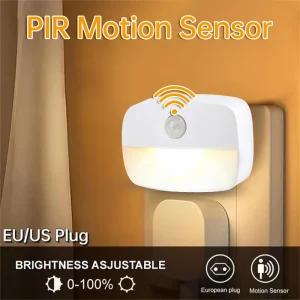 LED veilleuse ue US Plug In capteur de mouvement intelligent lumière 220V applique pour maison allée couloir escalier cuisine chambre lampe de nuit