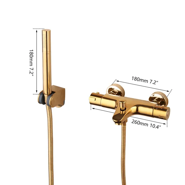 Mitigeur mural thermostatique doré laiton massif bec… – vue 3