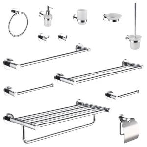 Accessoires de salle de bains, Kit de quincaillerie en acier inoxydable 304, crochet mural pour vêtements, porte-papier, barre à serviettes, porte-brosse de toilette, porte-savon Accessoires de salle de bains, Kit de quincaillerie en acier inoxydable 304, crochet mural pour vêtements, porte-papier, barre à serviettes, porte-brosse de toilette, porte-savon