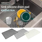 Tapis de Drainage d&rsquo;évier en Silicone Durable de cuisine, tampon de trempage polyvalent sans n-dérapant, tapis d&rsquo;évier creux en Silicone, tampon de séchage de vaisselle