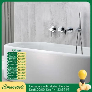 Robinet de baignoire salle de bains douche mélangeur ensemble chaud froid 2 voies inverseur douche en laiton massif avec 150MM/210MM/260MM bec de bain Kit de mélange Robinet de baignoire salle de bains douche mélangeur ensemble chaud froid 2 voies inverseur douche en laiton massif avec 150MM/210MM/260MM bec de bain Kit de mélange
