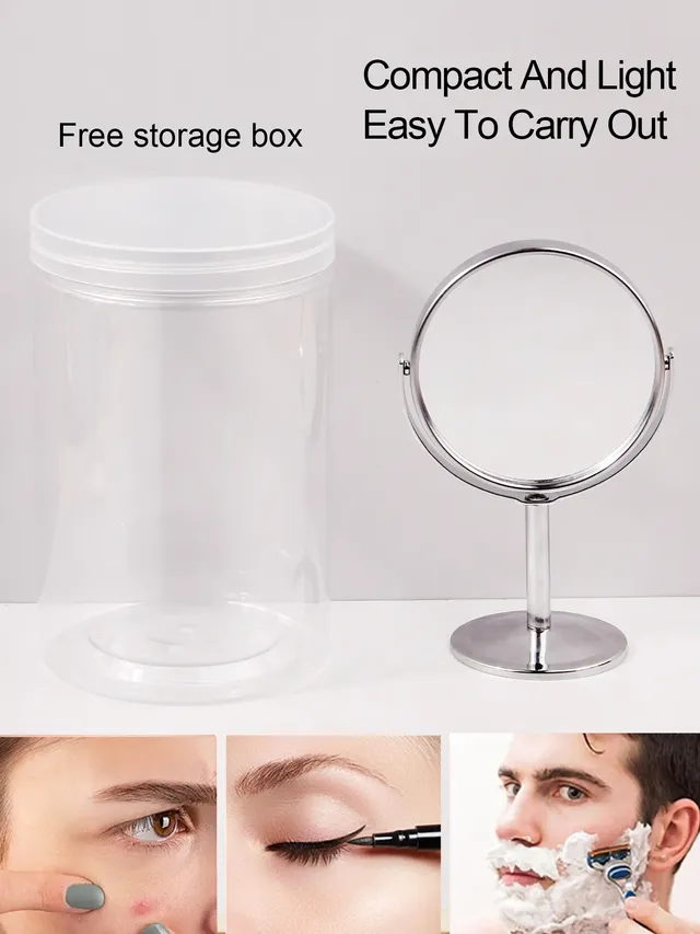 Grand miroir de maquillage argenté – vue 3