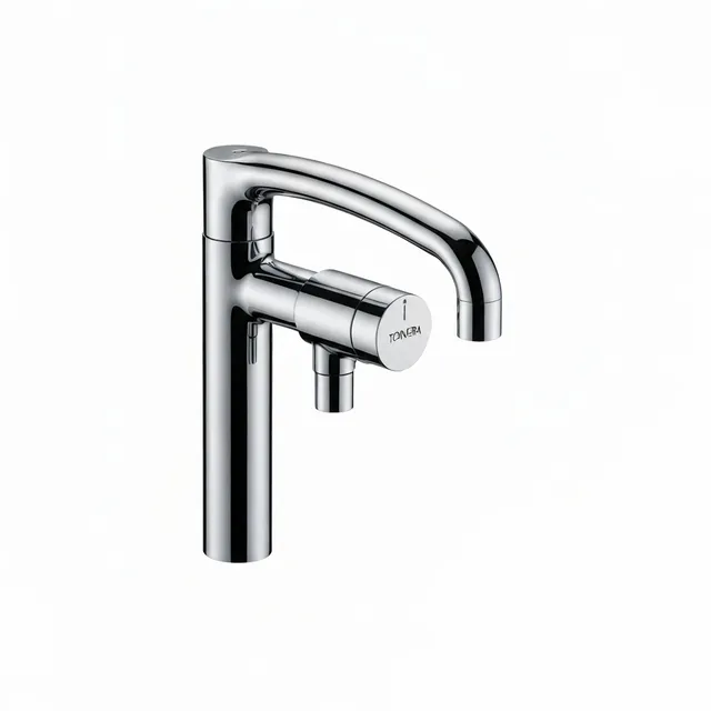 Robinet de salle de bains chromé cascade lavabo – vue 4