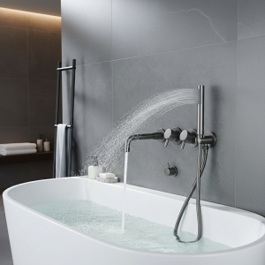 Ensemble de robinets de douche de salle de bains, avec support de Valve de dérivation de douche à main, bec mural en laiton, mélangeur de baignoire, mélangeur de bain à double poignée