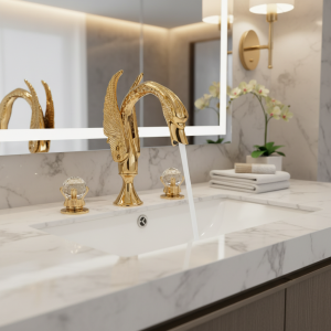 FzBasin-Robinet pour Évier de Centre Commercial, Monté sur Pont localité, 3 Trous, Annulation Répandue, pour Touristes, Clip Foy, Froid et Chaud