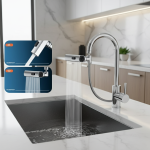 Nouveau Robinet d&rsquo;extension pivotant universel à trois modes, cascade de cuisine, buse anti-éclaboussures, évier multifonction