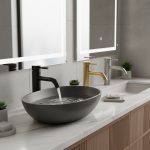 Senlesen-Grue de robinet d&rsquo;eau chaude et froide, monté sur pont en laiton, court ou grand, centre commercial, évier de navire, noir 256