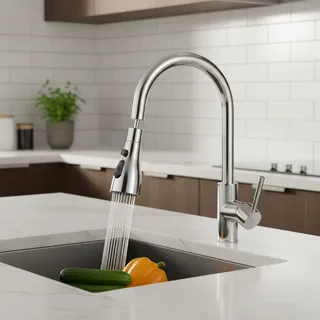 Robinet de cuisine chromé élégant 1 pièce
