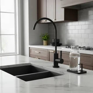 Robinet de cuisine en acier inoxydable noir