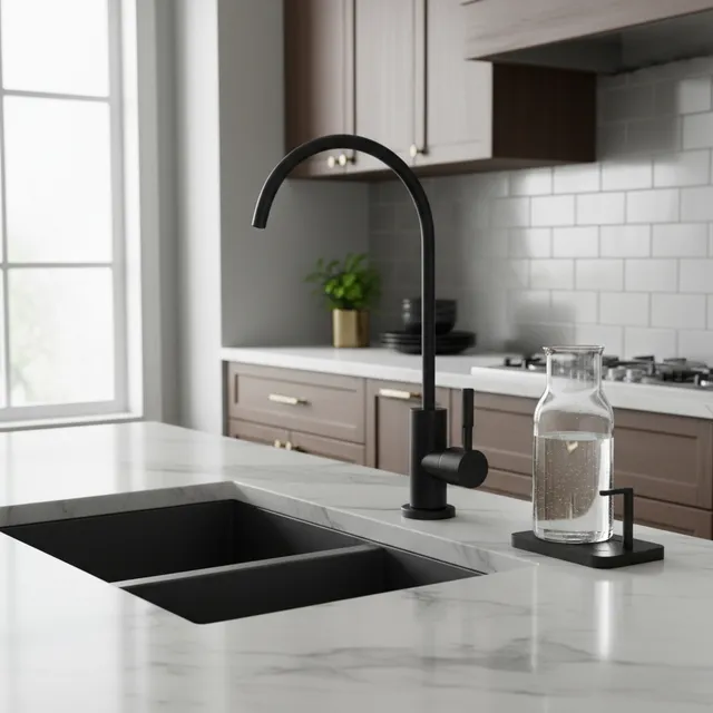 Robinet de cuisine en acier inoxydable noir