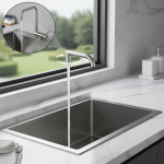 Robinet de cuisine pliant en acier inoxydable, mitigeur d&rsquo;eau chaude et froide, pivotant à 360 degrés, robinet d&rsquo;évier de lavabo à fenêtre basse 866126