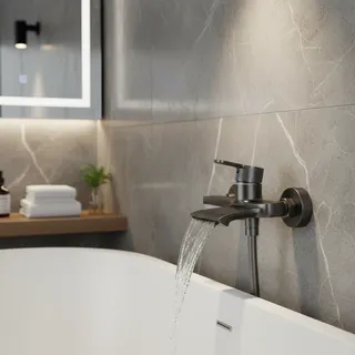 Mitigeur baignoire robinet cuivre cascade petit corps mural encastré…