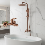 Vanne d&rsquo;eau mixte en cuivre, robinets chauds et froids, interrupteur de douche et de bain, robinet mixte, baignoire de salle de bain, ensemble de pomme de douche triple