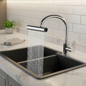 Nouveau Robinet d’extension pivotant universel à trois modes, cascade de cuisine, buse anti-éclaboussures, évier multifonction Nouveau Robinet d’extension pivotant universel à trois modes, cascade de cuisine, buse anti-éclaboussures, évier multifonction