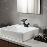 BAKALA robinets de lavabo noir mat cascade robinet de salle de bains en laiton moderne montage sur pont conception Simple grue robinet mitigeur d&rsquo;eau froide et chaude