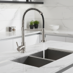 Rozin robinet de cuisine en Nickel brossé, mitigeur monté sur le pont, buse de pulvérisation à jet rotatif à 360 degrés, robinets chauds et froids pour évier de cuisine