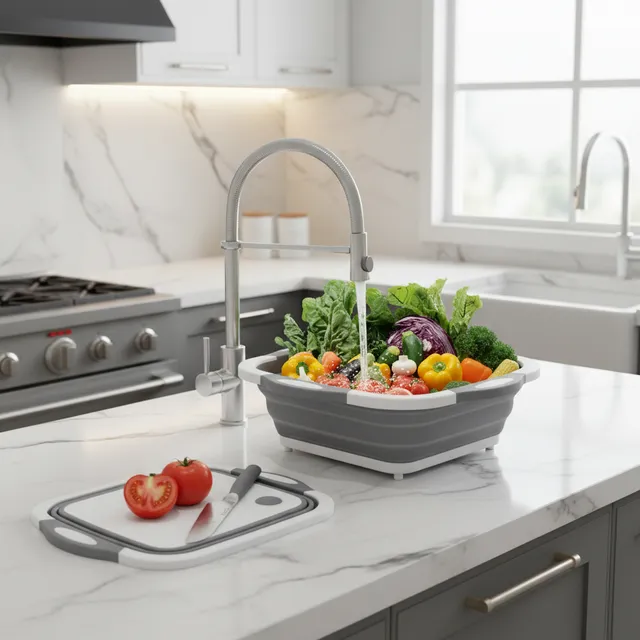 1/2 pièces ménage pliant lavabo Portable évier pied seau…