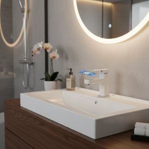 KKTNXenon-Robinet d&rsquo;Eau Chaude et Froide Monté sur un Évier, Température Numérique LED