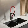 Robinet d'évier de salle de bains en laiton noir/Chrome – vue 1