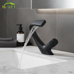 Cascade d&rsquo;eau douce froide et chaude, robinet de grue de centre commercial, montage sur pont, conception artistique, robinets de lavage chromés, noir, 256