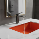 HOBasin-Bassin en cuivre massif blanc froid et chaud, design créatif, levier unique, brosse de robinet en métal, or noir, F/05 et ets