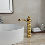 Lavabo en laiton robinets de salle de bains, robinets d&rsquo;évier, eau froide et chaude solide, robinet mitigeur à poignée unique