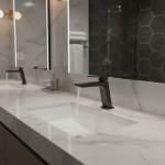 Robinet de lavabo gris pistolet, lavabo de salle de bains en laiton, cascade, mitigeur d&rsquo;eau chaude et froide, grue à poignée unique, robinet mitigeur chromé noir