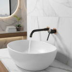 Robinet mitigeur de salle de bains, lavabo, robinet mural en laiton noir mat avec poignée unique, eau chaude et froide, ensemble en or Rose blanc