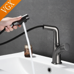 VGX robinets de salle de bains multifonctions extractible, mitigeur de lavabo, robinet d&rsquo;évier, robinets de lavabo, robinet d&rsquo;eau 360 °, grue en laiton