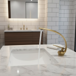 Robinet de centre commercial en laiton, évier blanc, brosse chaude et froide, ark doré, grue à poignée unique pour maisons antiques