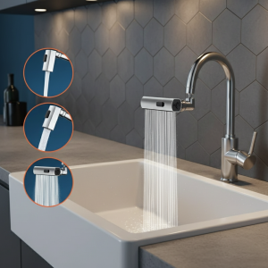 Cuisine multi-fonction nouvelle cascade trois modes universel pivotant rallonge robinet anti-éclaboussures buse évier Cuisine multi-fonction nouvelle cascade trois modes universel pivotant rallonge robinet anti-éclaboussures buse évier