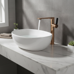 Robinet de salle de bains de luxe en or Rose, robinets d&rsquo;eau chaude et froide montés sur le pont, mélangeurs en laiton, robinet d&rsquo;évier pour robinets de lavabo de salle de bains Robinet de lavage de navire monotrou