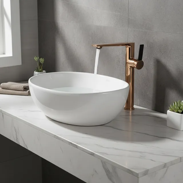 Robinet de salle de bains de luxe en or Rose
