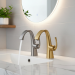 Robinet d&rsquo;évier de salle de bains nouveau Design moderne trou de levier unique lavabo chaud et froid, grue de vanité robinets de lavabo mitigeur en laiton robinet d&rsquo;eau robinet salle de bain mitigeur salle de bain