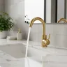 Robinet de lavabo doré en acier inoxydable