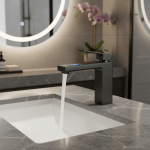 Robinet de lavabo de salle de bains à affichage numérique, robinet de lavabo en aluminium, mitigeur d&rsquo;eau froide et chaude LED Intelligent, robinet d&rsquo;eau d&rsquo;hôtel