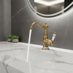 Robinet de salle de bains en laiton Antique, bec rotatif, mitigeur d&rsquo;évier, salle de bains, cuisine, robinet de lavage, robinets de lavabo, mélangeurs de cuisine